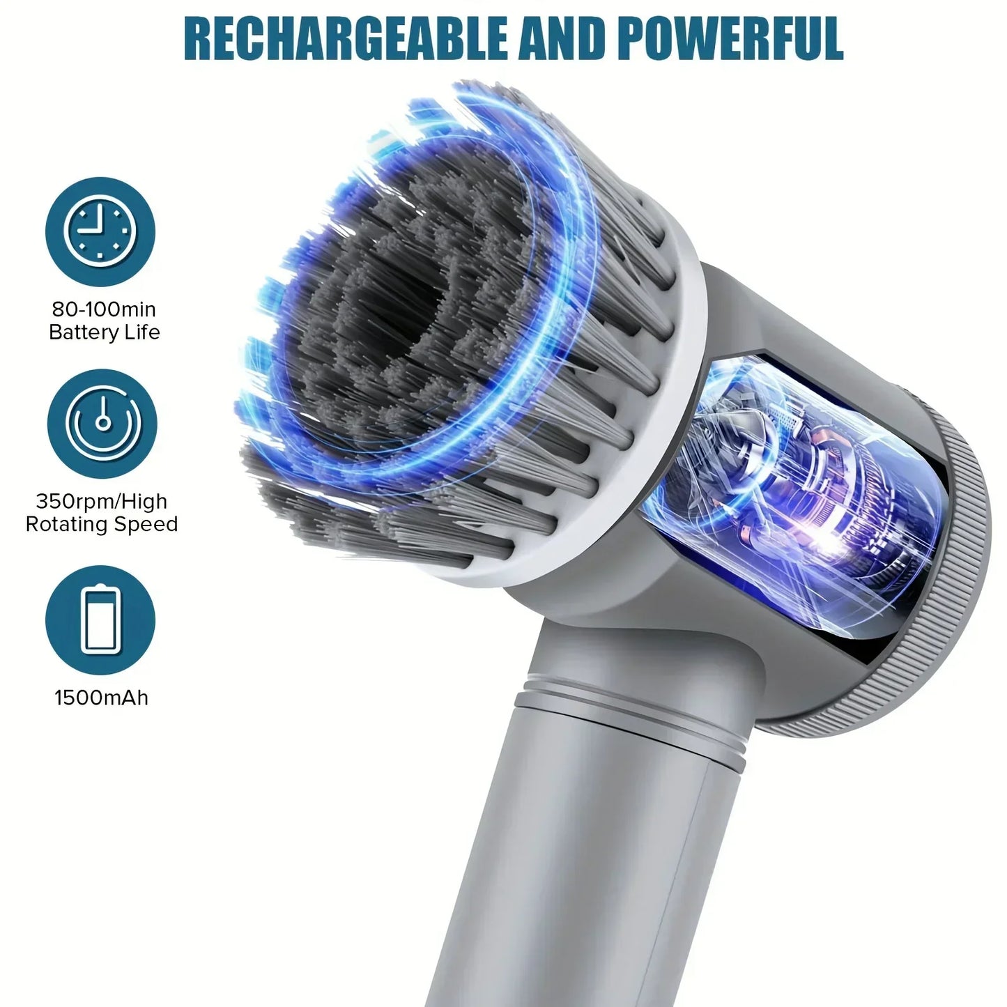 Cordless Electric Spin Scrubber Brush - 5 in 1 Household Cleaning Tool for Kitchen & Bathroom