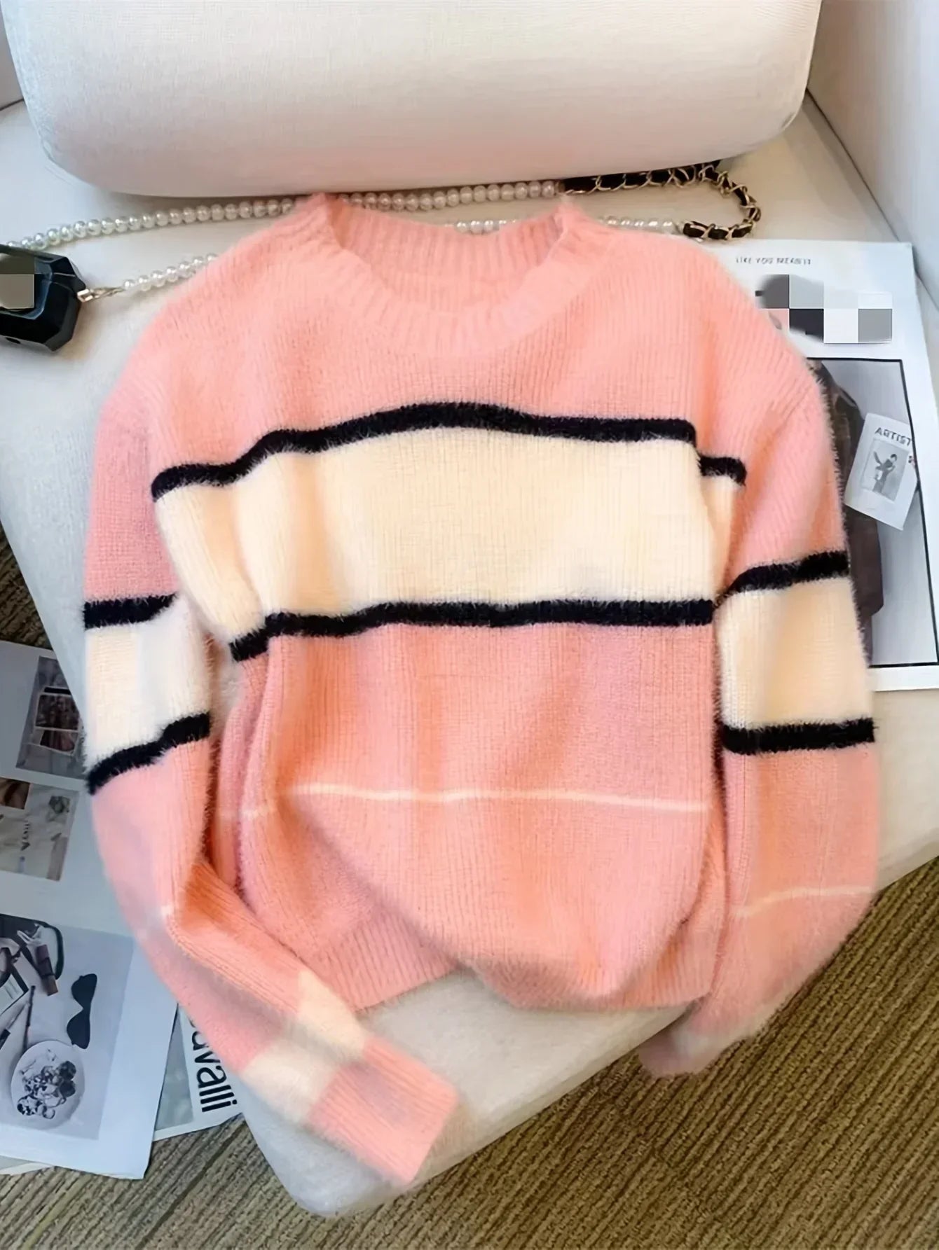 Soft Womens Crewneck Sweater - Boxy Brushed Knit Fall