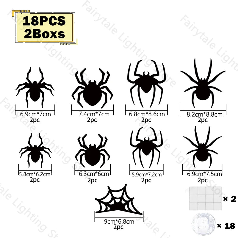 3D-paarse en groene LED-nachtlamp als Halloween-vleermuis en -spin, zelfklevende muurstickers voor huis en feestdecoratie 2026