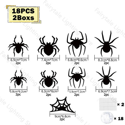 3D-paarse en groene LED-nachtlamp als Halloween-vleermuis en -spin, zelfklevende muurstickers voor huis en feestdecoratie 2026