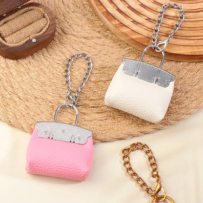 1+1 Free Birkin Inspired Mini Hand Bag - Small Bag Charm Keychain with Metal Chain