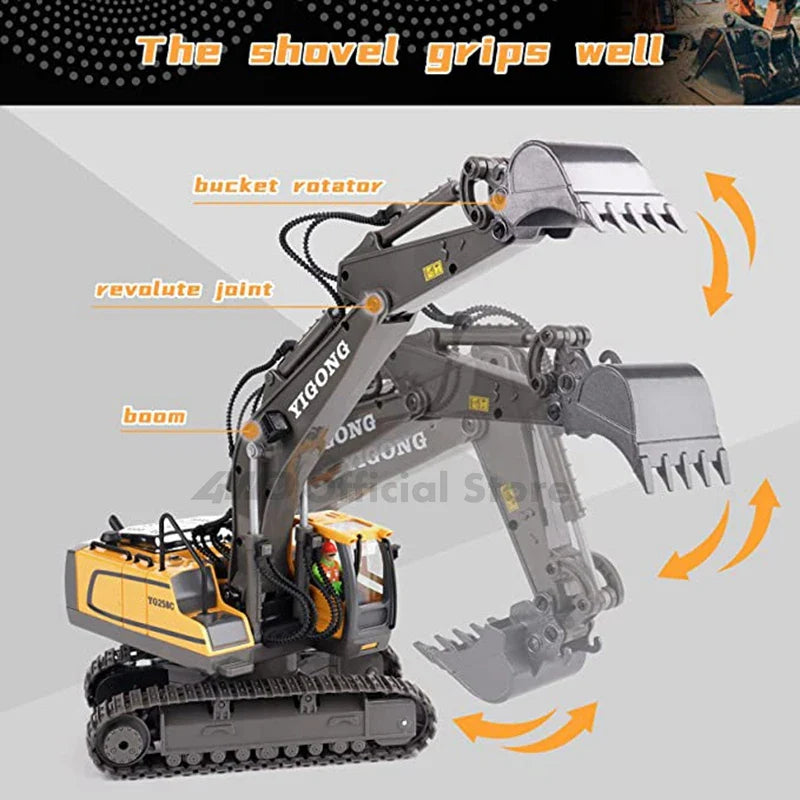 Remote Control Excavator Toy 4x4 Durable Alloy Construction Vehicle TikTok Viral Fall 2025 Kids Gift