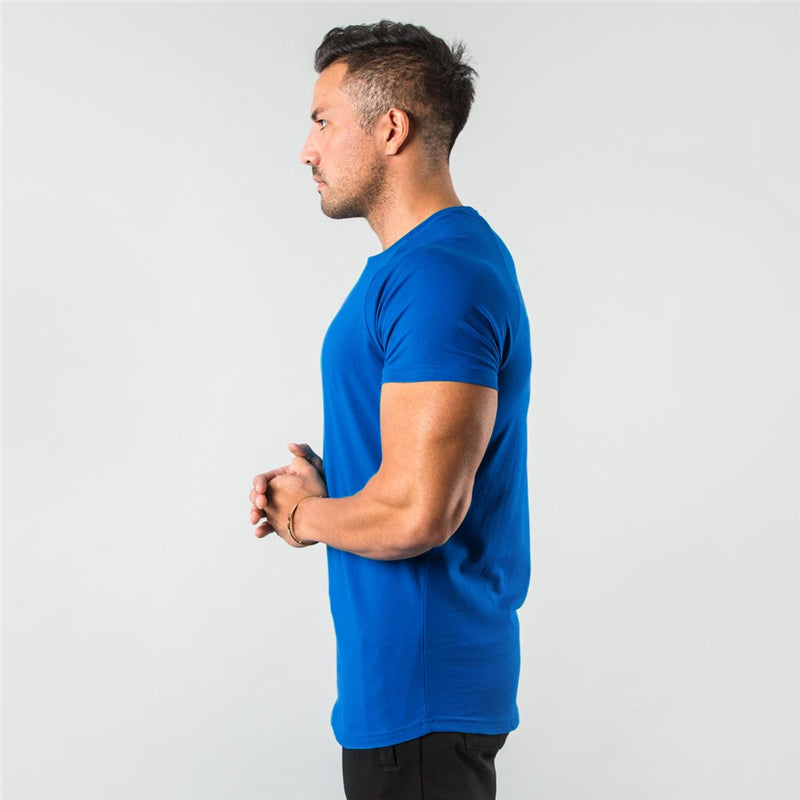 Breathable slim fit men's gym t-shirt – short sleeve, cotton blend, for workout & casual wear