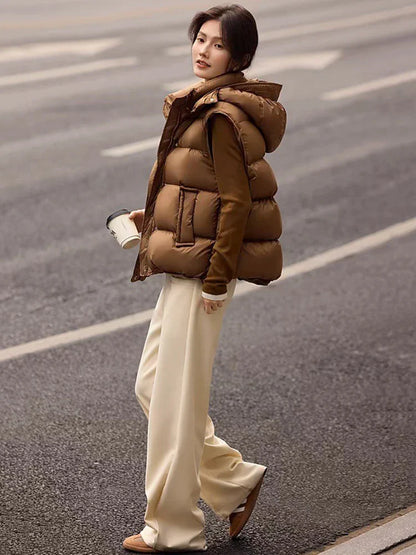 Insulating Women’s Hooded Puff Vest - Hip-Length, Down