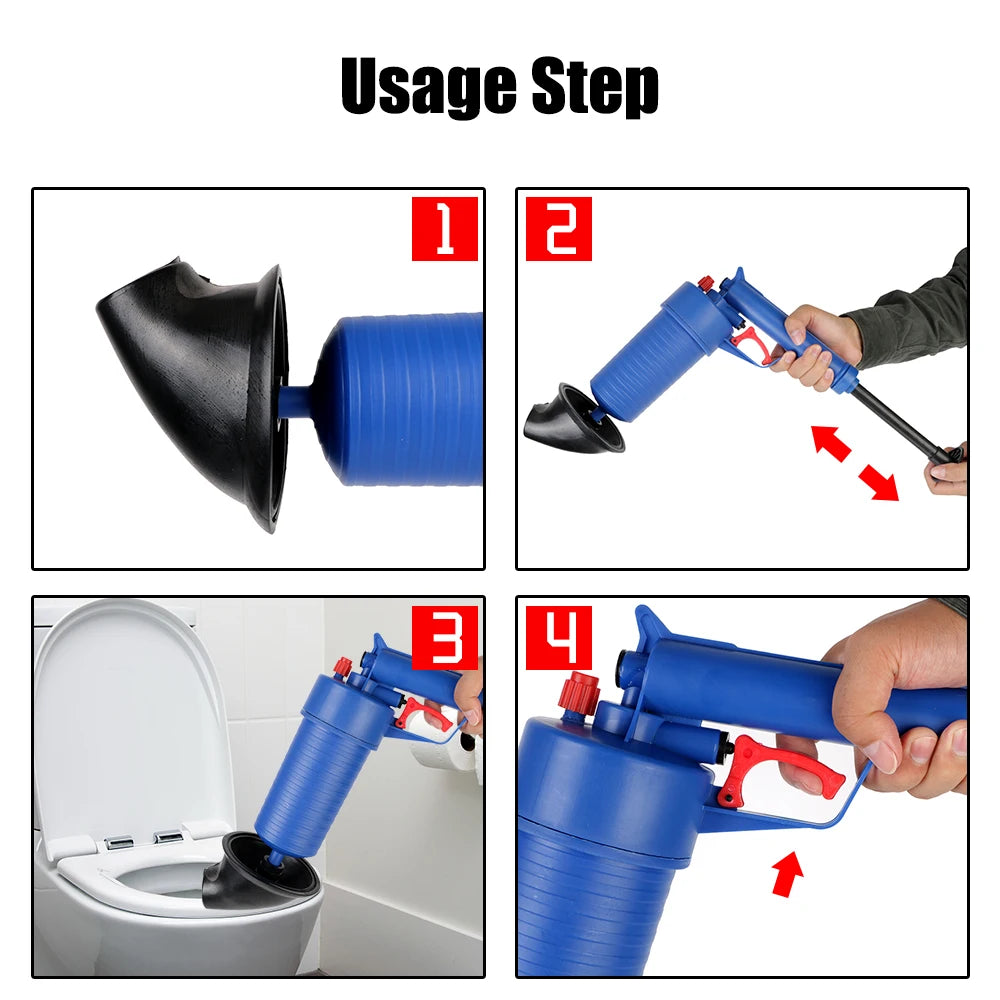 Drain Cleaner 4 Piece Plunger Kit Manual Air Pump Unblocker for Sinks Basins Drains Fall 2026 Quick Home Cleanup
