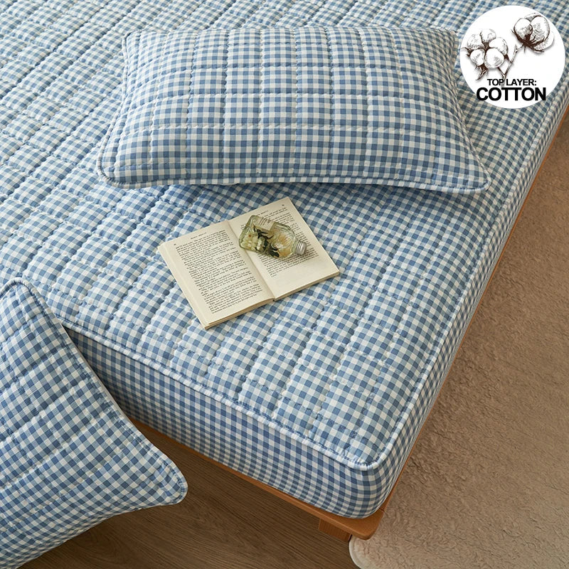 Protège-matelas matelassé à carreaux housse respirante antibactérienne literie automne 2025 sommeil frais