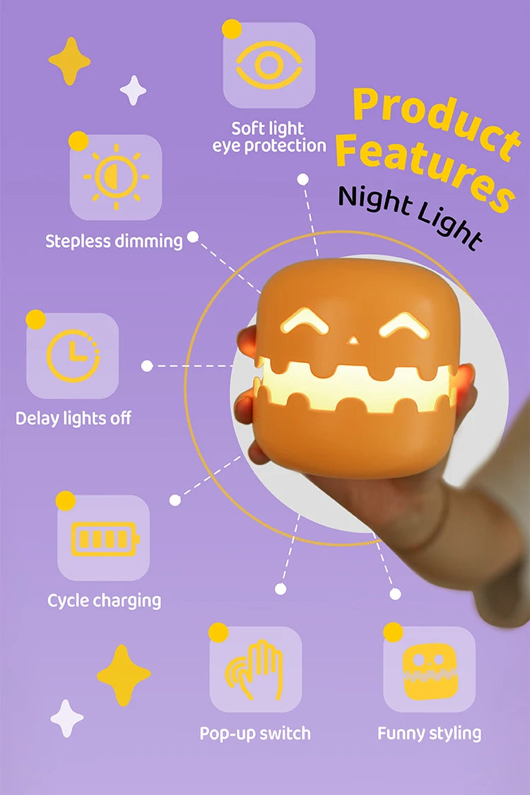 Ghost Night Light Rechargeable Bedside Lamp Cozy Glow