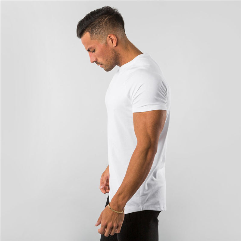 Breathable slim fit men's gym t-shirt – short sleeve, cotton blend, for workout & casual wear