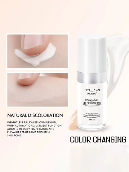 Color-Changing Liquid Foundation with SPF - Long-Lasting Waterproof Oil-Control Sunscreen Cream 30ml