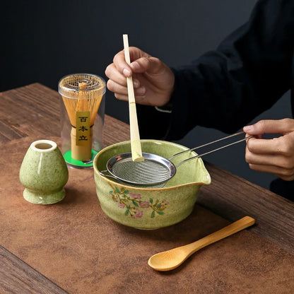 Matcha te sæt porcelænsskål bambus pisker traditionel æske