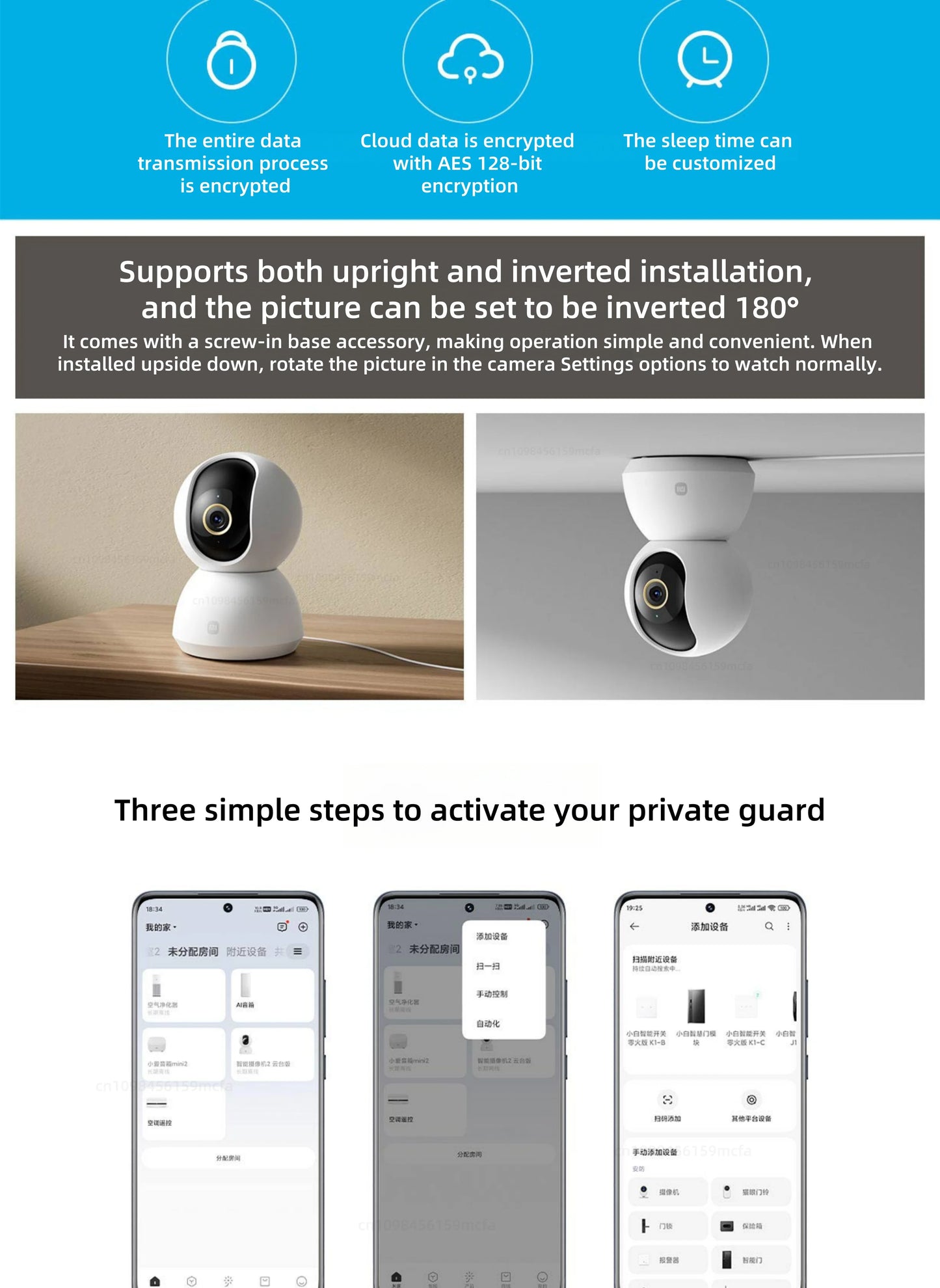 Telecamera di Sicurezza per Casa Intelligente 2K PTZ 3MP Visione Notturna AI