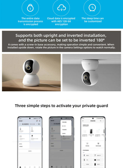 Telecamera di Sicurezza per Casa Intelligente 2K PTZ 3MP Visione Notturna AI