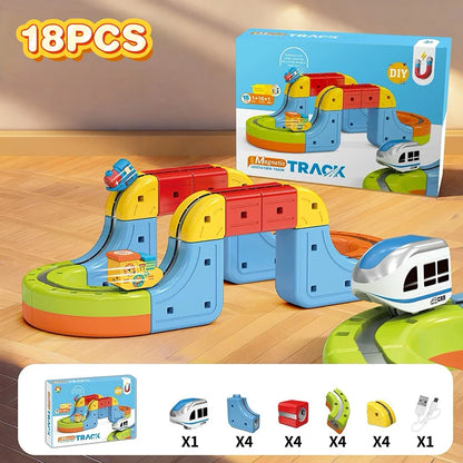 Magnetic Building Set 81 Pieces Track Puzzle With Train STEM Educational Toy Christmas Gift 2025
