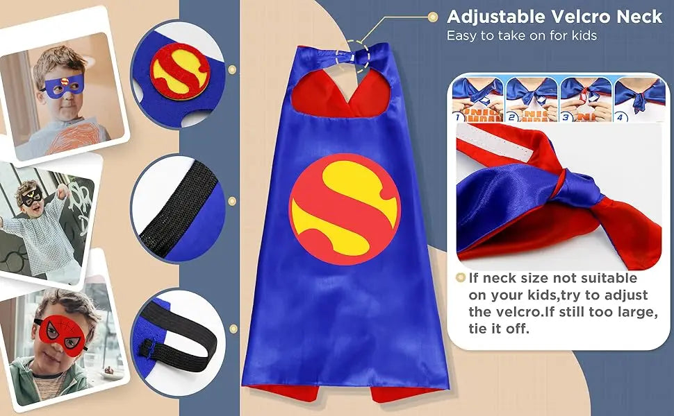 Set superheldencapes voor jongens en meisjes, verjaardagsfeest, cartoonverkleedkleding, Halloween-cosplayfeestbenodigdheden, paascadeau 2026