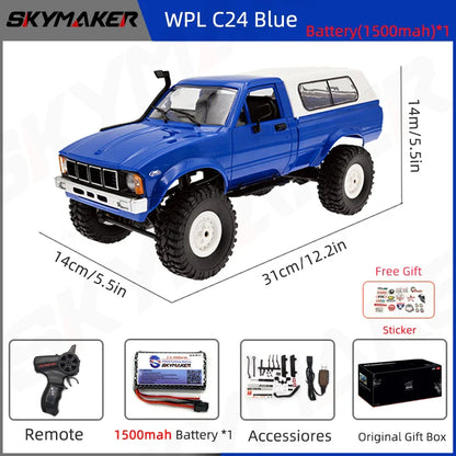 RC Car 1:16 Scale 4WD Rock Crawler Electric Off Road Buggy With LED Lights Gift For Kids 15-20 Min Run Time
