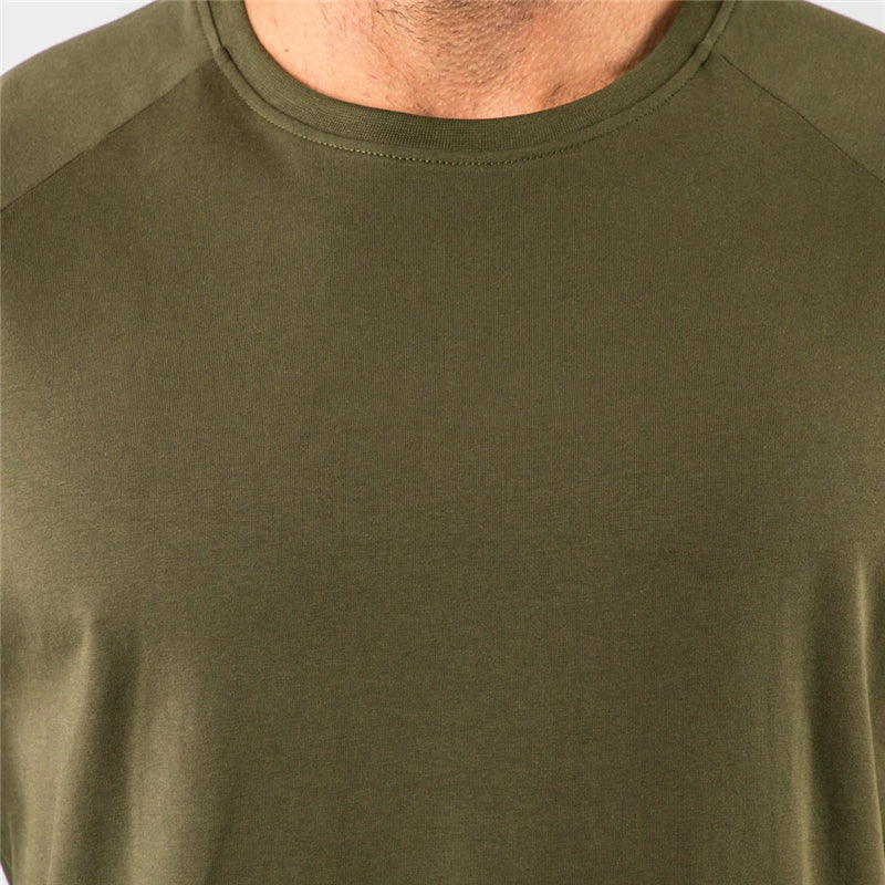 Breathable slim fit men's gym t-shirt – short sleeve, cotton blend, for workout & casual wear