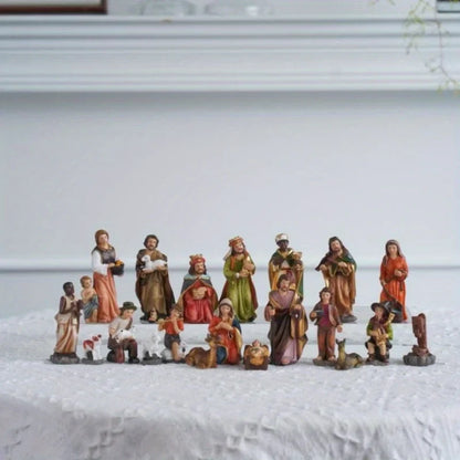 Nativity Set 20-Piece Resin Christmas Nativity Scene Figurines Catholic Manger Decor Gift Idea