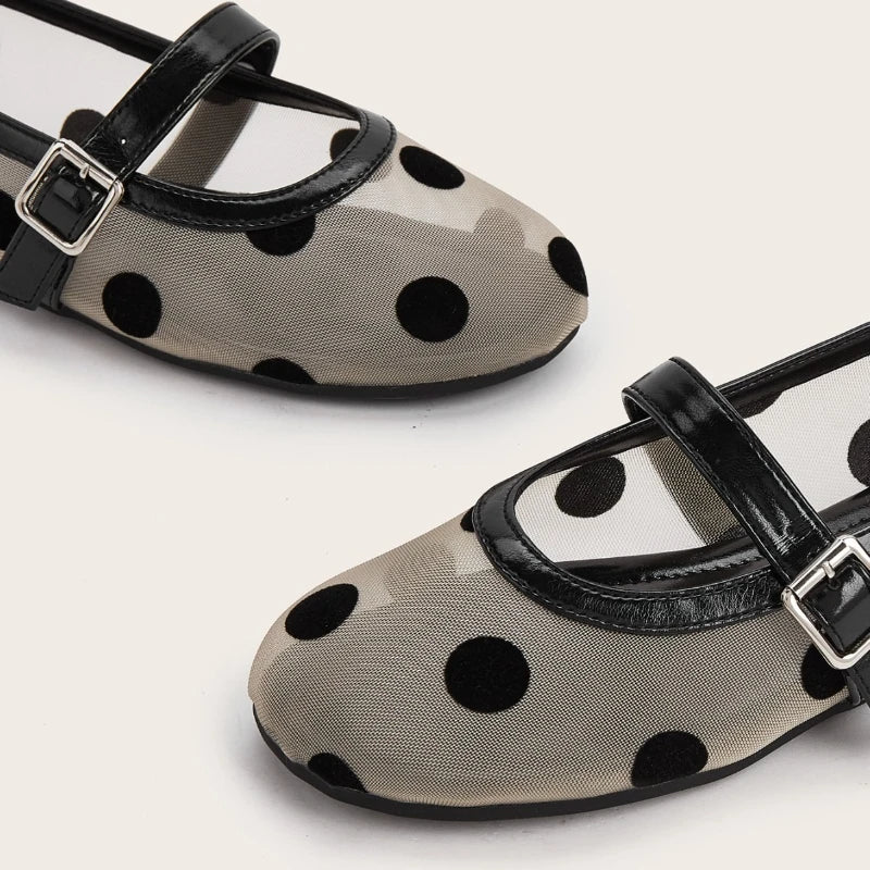 Breathable Women Mary Jane Flats - Round Toe Mesh, Casual