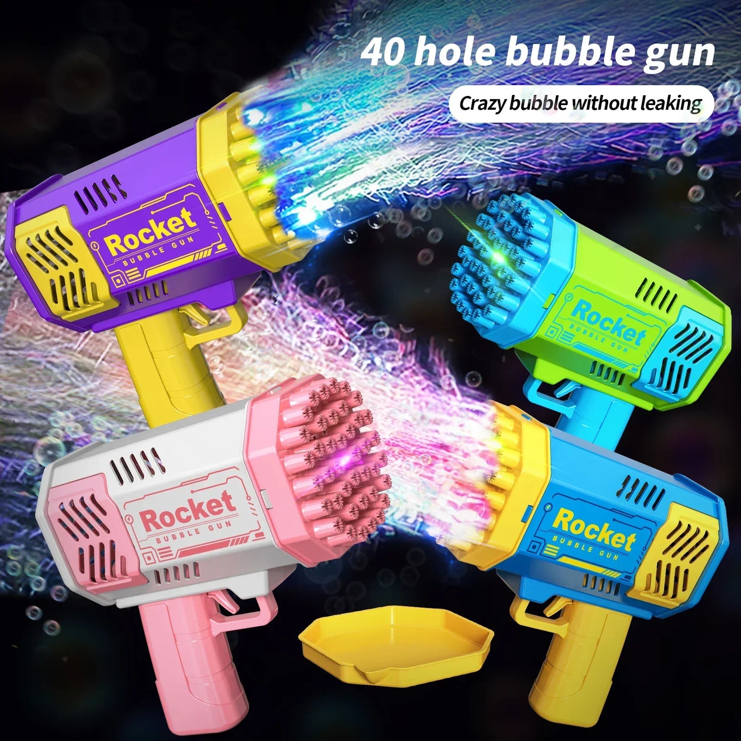 Elektrisk 40-hulls Bubble Blaster Toy - Håndholdt utendørs moro for barn, ingen batterier eller bobleløsning nødvendig