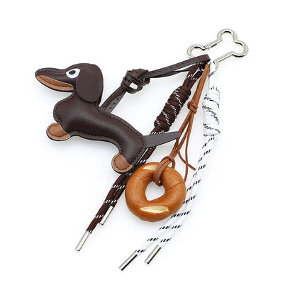 Porte-clés porte-bonheur en cuir PU teckel, cadeau porte-clés baseball