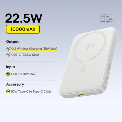 Qi2 Magnetic Power Bank 10000mAh – 15W Wireless & 22.5W USB-C Charging for iPhone & Samsung 2026