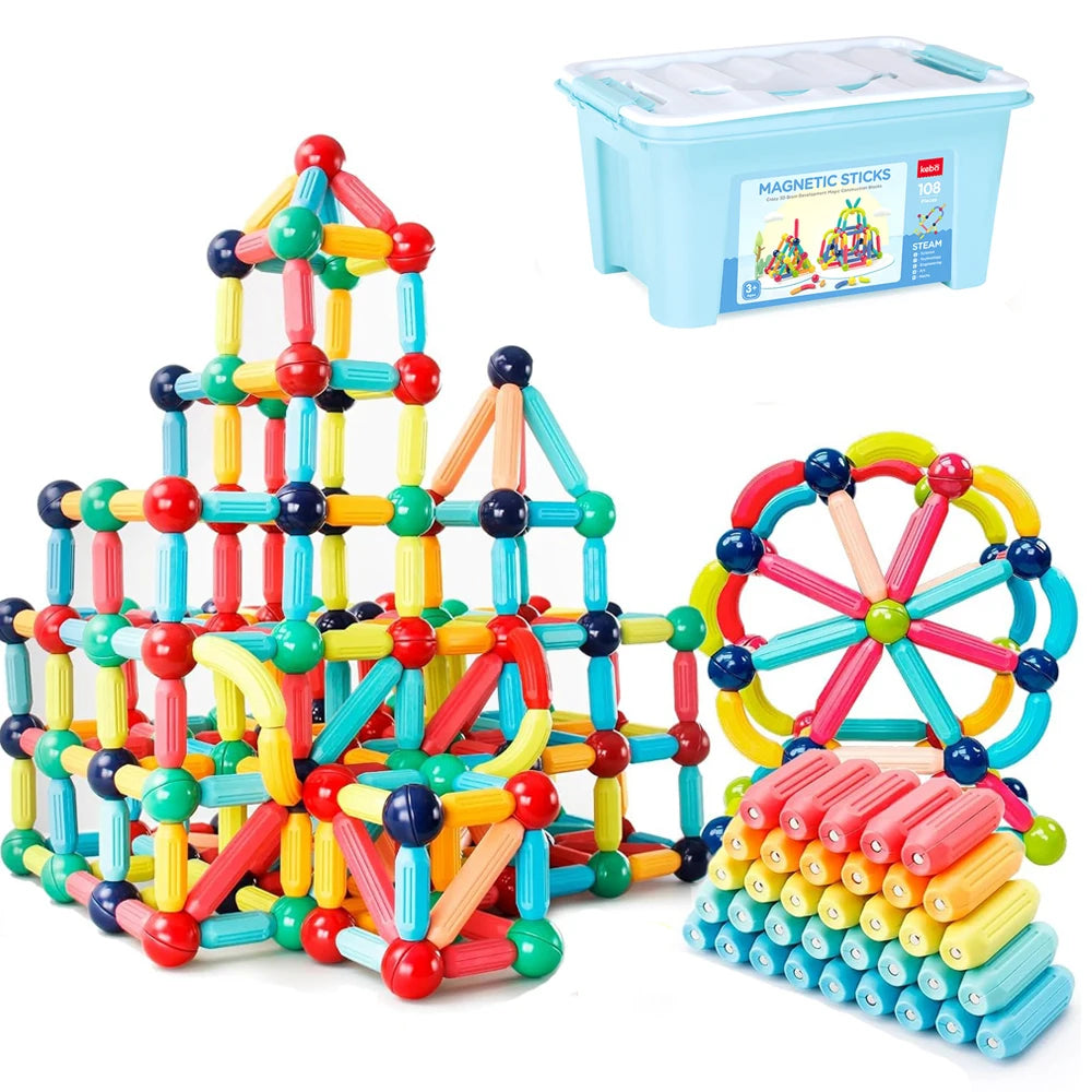 Magnetic Building Blocks Set for Kids - Montessori Educational Toy for Toddlers, Creative Magnet Construction Gift