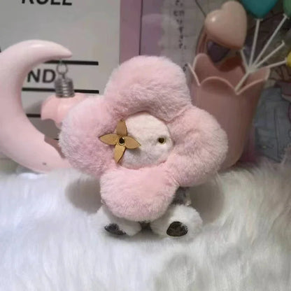 Sunflower Plush Keychain Bag Charm Pink Mini Cozy Gift