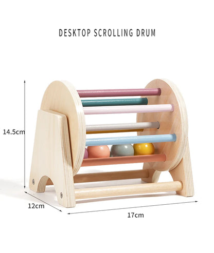 Montessori Wooden Busy Drum Newborn Sensory Toys Learning