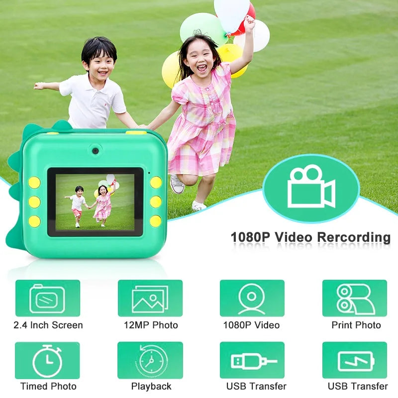 Children's Instant Photo Camera with Thermal Printing 1080P Digital Camera for Creative Kids' Gift