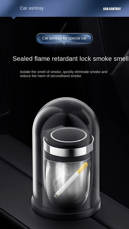 Car Ashtray One-Click Opening with LED Light - Splash Proof Alloy Liner, Automotive Interior Accessory Fall 2026 Gift