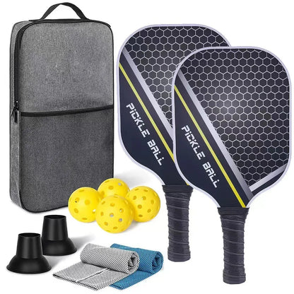 Leichtes Graphit-Pickleball-Schläger-Set mit Fiberglas-Oberfläche und PP-Wabenkern für den Innen- und Außenbereich