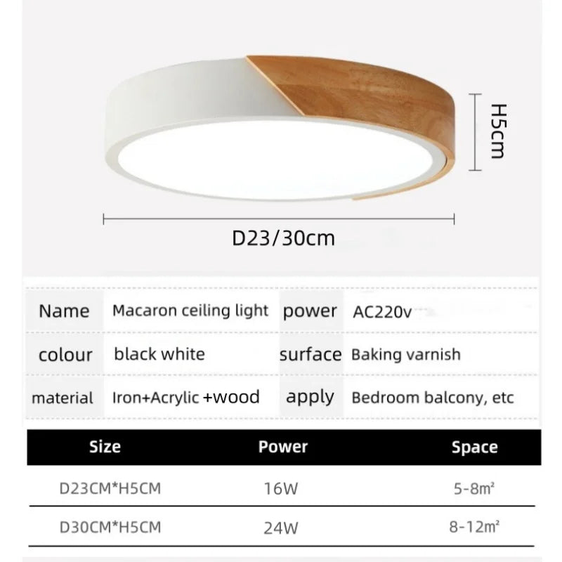 Japandi LED loftslampe nordisk træ moderne blød glød diffuser