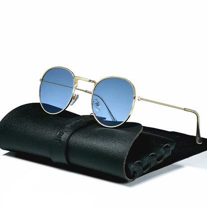 Round Retro Sunglasses for Men/Women Luxury UV400 Metal Vintage Eyewear No Leather Case