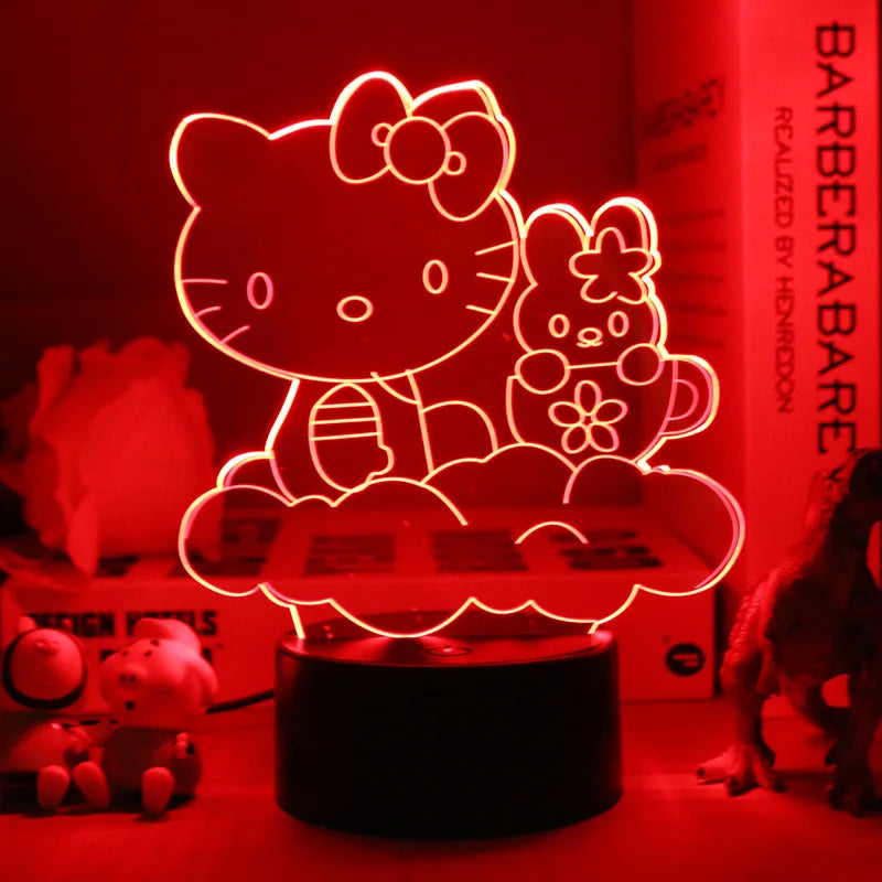 Hello Kitty 3D Anime LED Night Light - Cute Bedroom Lamp