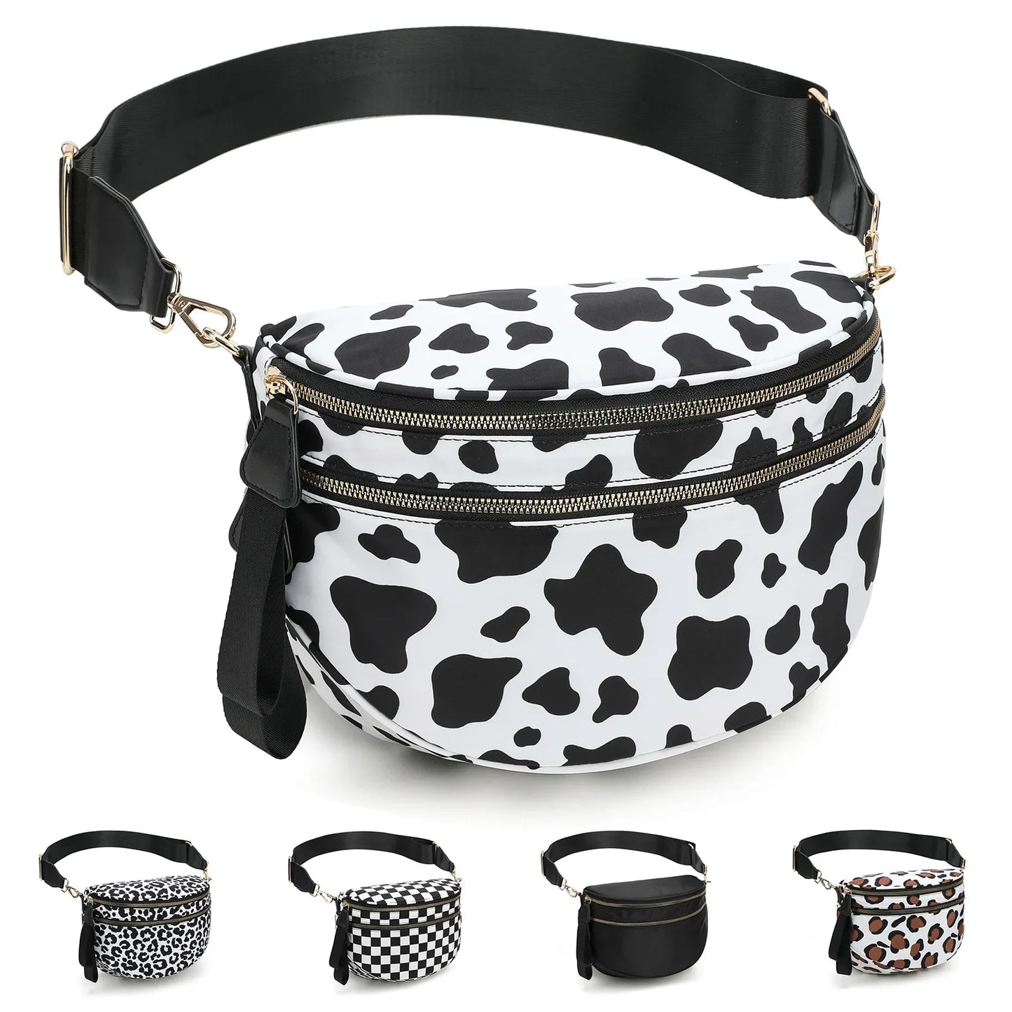 Casual women's checkered fanny pack – large capacity bum bag, adjustable crossbody mommy travel bag
