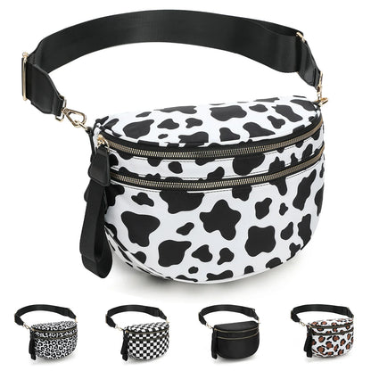 Casual women's checkered fanny pack – large capacity bum bag, adjustable crossbody mommy travel bag
