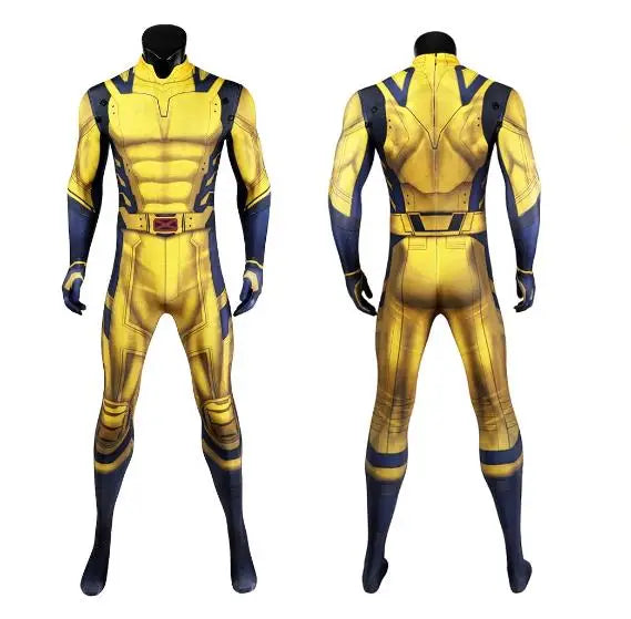 James Howlett Wolverine Costume with 3D-Printed Shoulder Armor - Superhero Jumpsuit for Halloween Cosplay, Men's Outfit