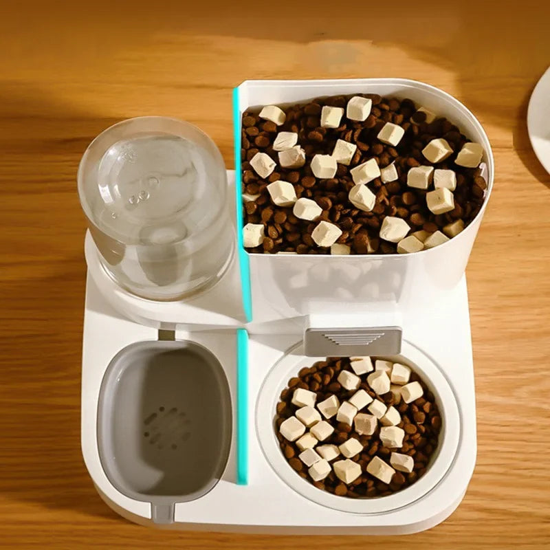 Alimentador automático para mascotas con dispensador de comida y agua por gravedad, sin baterías, manos libres, caída 2025, fácil de limpiar