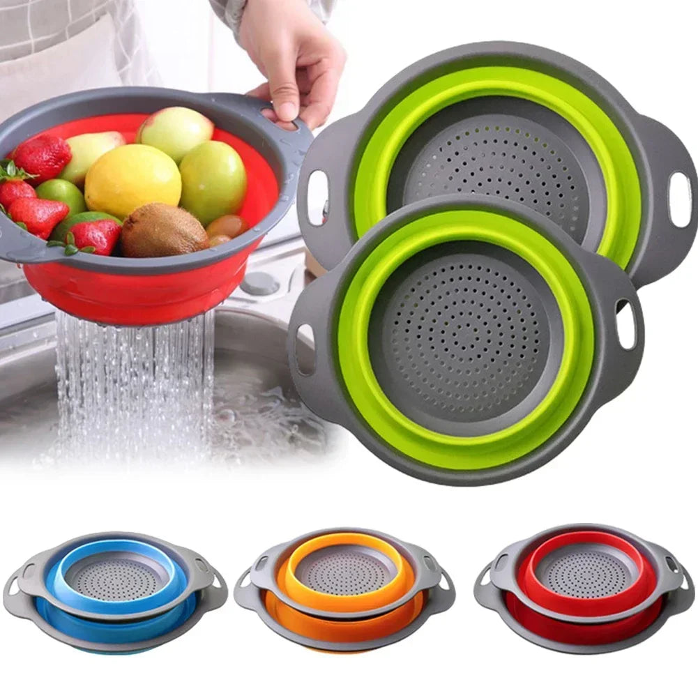 Silicone Folding Drain Basket Colander Eco Friendly Space Saving Kitchen Drainer Spring 2026