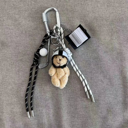 Flätad repväska charm läder tax nyckelring estetisk