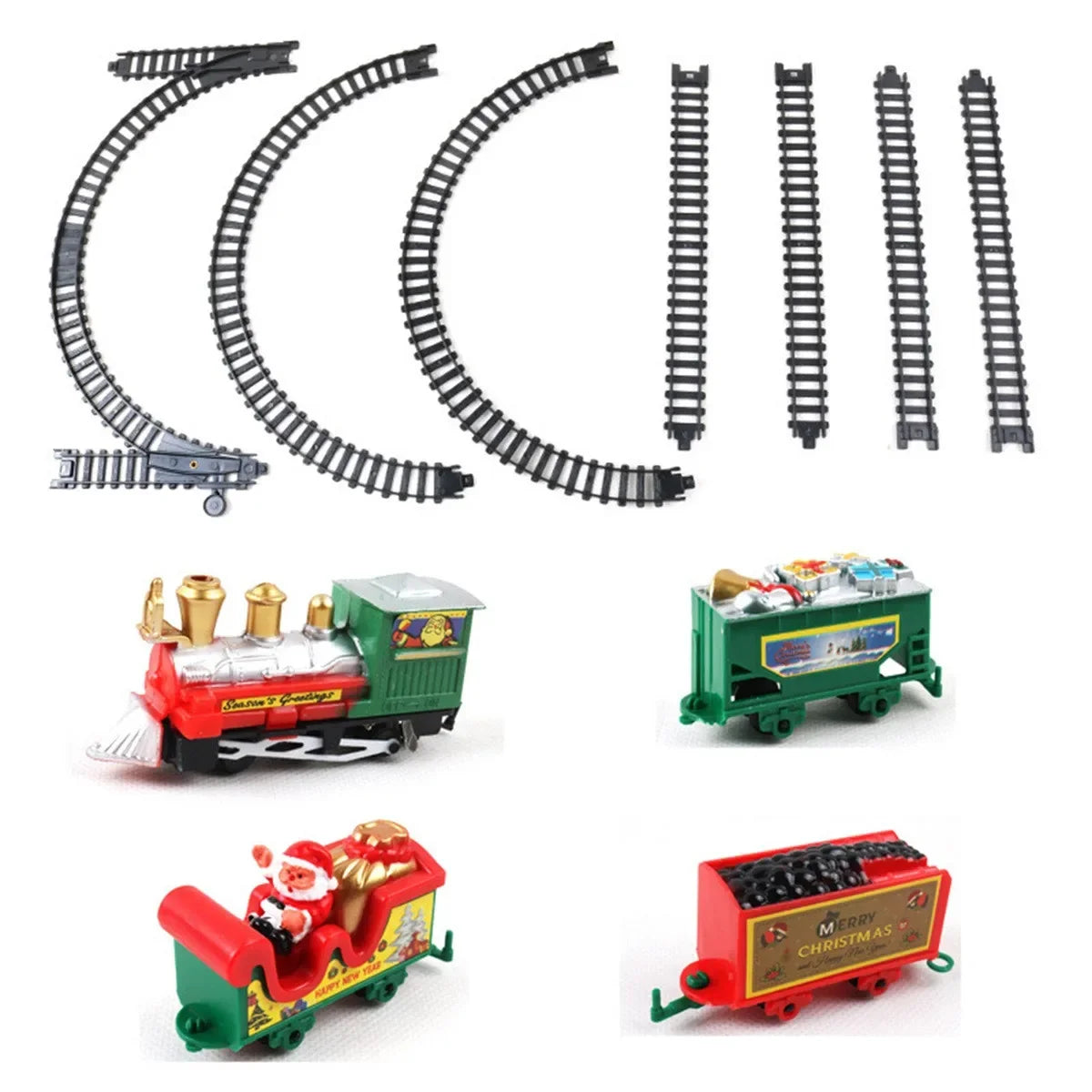 Eco-Friendly Christmas Electric Train Set - Track for Kids, Safe Holiday Gift & Tree Decoration with Santa Theme 216cm (85 inch)