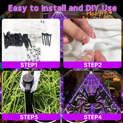 Halloween-spinnenweb met LED-verlichting en realistische enorme spin voor buiten, huis- en tuindecoratie 2026