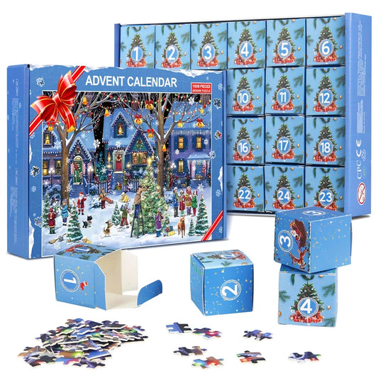 Christmas Jigsaw Advent Calendar Puzzle - 1008 Piece Countdown to Christmas Gift for All Ages