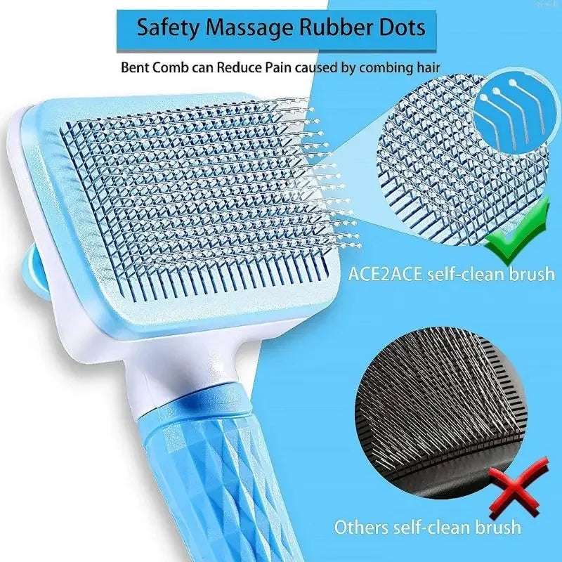 Pet Grooming Care Dog & Cat Hair Remover Brush - Long Hair Grooming Comb for Easy Cleaning