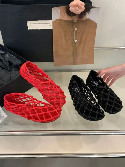 Breathable Women’s Ballet Flats - Mesh Weave, Summer