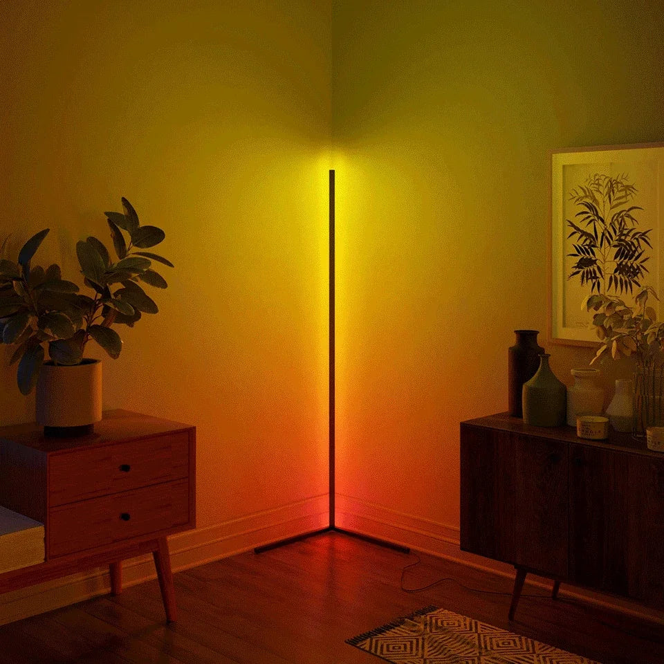 Smart RGB LED Corner Floor Lamp - 155CM Adjustable Mood Lighting with App & Voice Control, Perfect for Living Room Ambiance