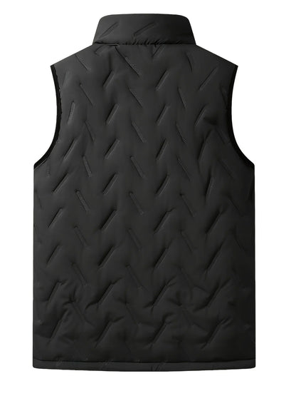 Warm Men's Sleeveless Puffer Vest - Quilted Fleece Lined