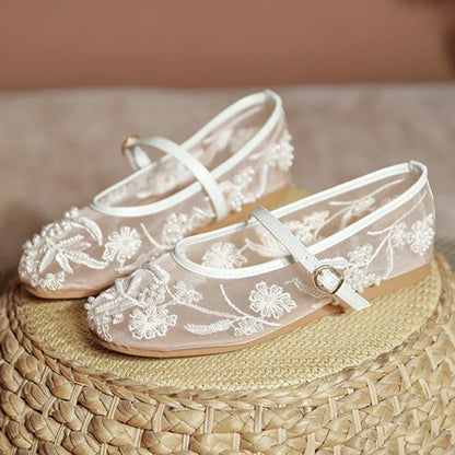 Lightweight Women’s Ballet Flats - Mary Jane Mesh, Beaded