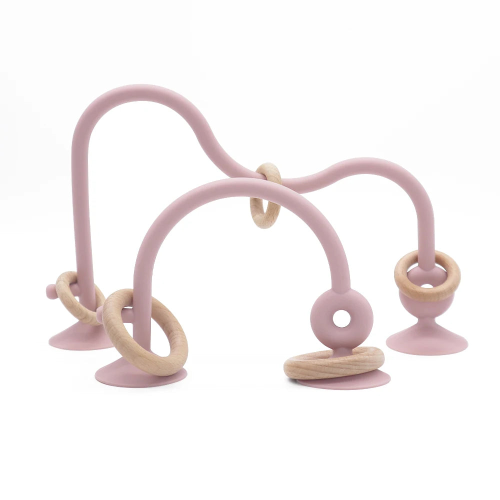 Variant image for Soft Silicone Teether Toy with Wooden Ring, Safe Teething Ring for Infants, Ideal for Teething Relief and Sensory Exploration-4
