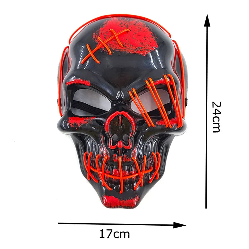 LED Glowing Skull Mask Full Face Halloween 2025 Cosplay
